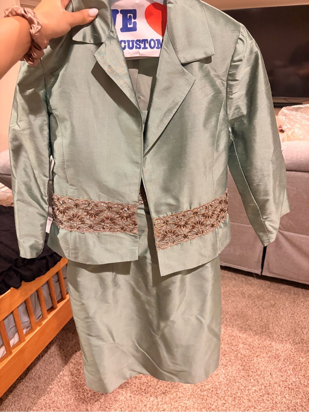 C.W. Designs two piece green set - girls large